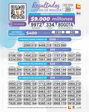 Seco Bogotá 2692, lotería de colombia, ultimo sorteo de la lotería lotería de Bogotá, secos en linea, premios y secos de la lotería de Bogotá