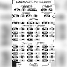 Seco Quindio drawingNumber 2867, lotería de colombia, ultimo sorteo de la lotería lotería del quindio, secos en linea, premios y secos de la lotería del Quindio